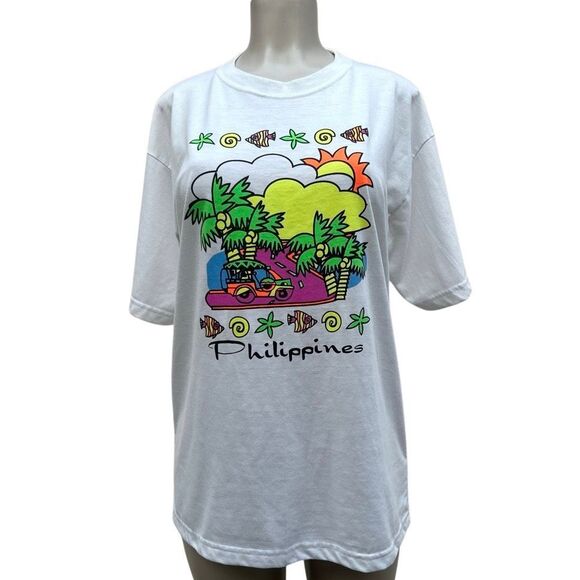 Philippine Crafts Souvenir T-shirt Unisex Small White Summer Tropical Graphics - Picture 2 of 14